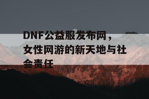 DNF公益服发布网，女性网游的新天地与社会责任