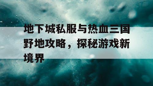 地下城私服与热血三国野地攻略，探秘游戏新境界